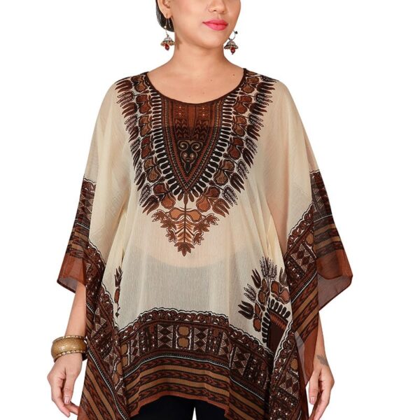 Beige N Brown Georgette Kaftan After Six Wear