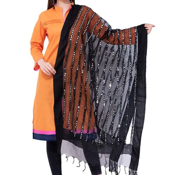 Black Organza Cotton Gota Patti Work Dupatta Festive Wear
