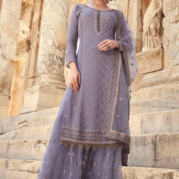 Light Lavendar Georgette Palazzo suit Party Wear