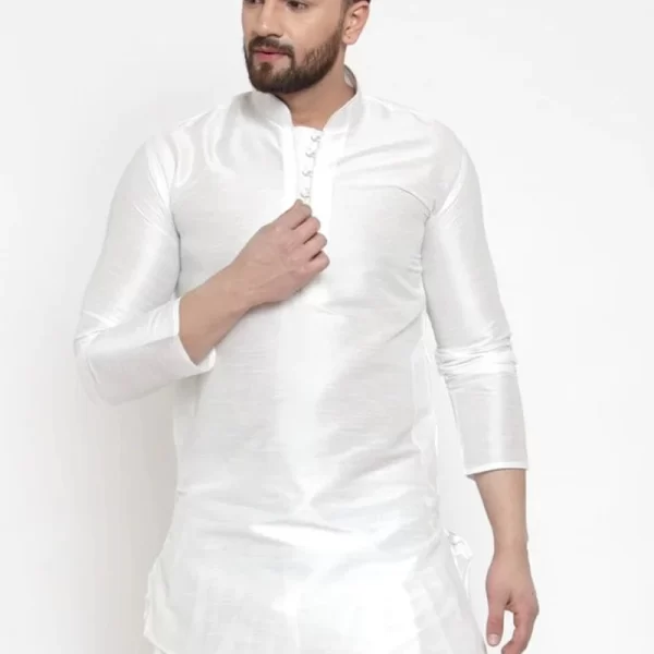White Dupion Silk Kurta