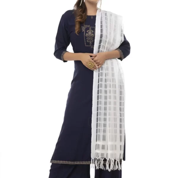 White Kota Cotton Dupatta Festive Wear